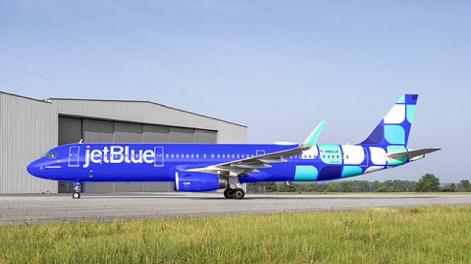 JetBlue plane with new paint design