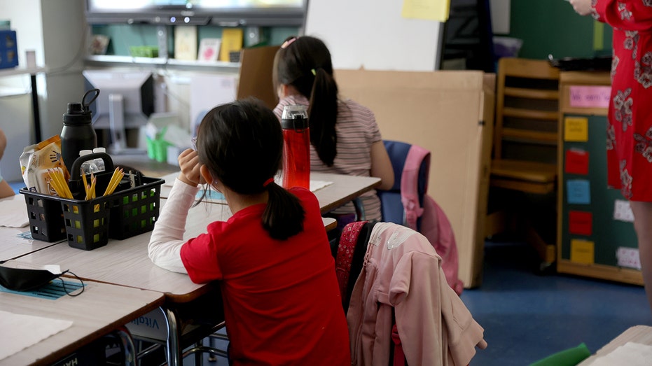 Young students sit in classroom