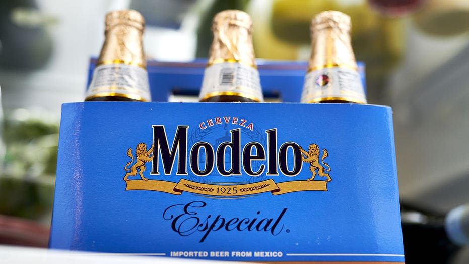 A six-pack of Modelo Especial beer bottles