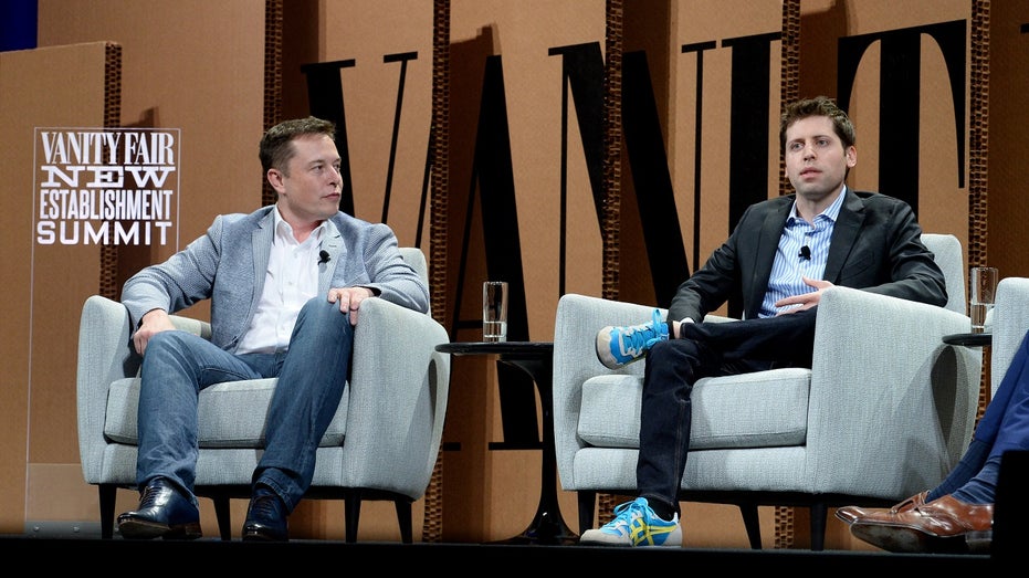 Elon Musk, Sam Altman on stage in 2015