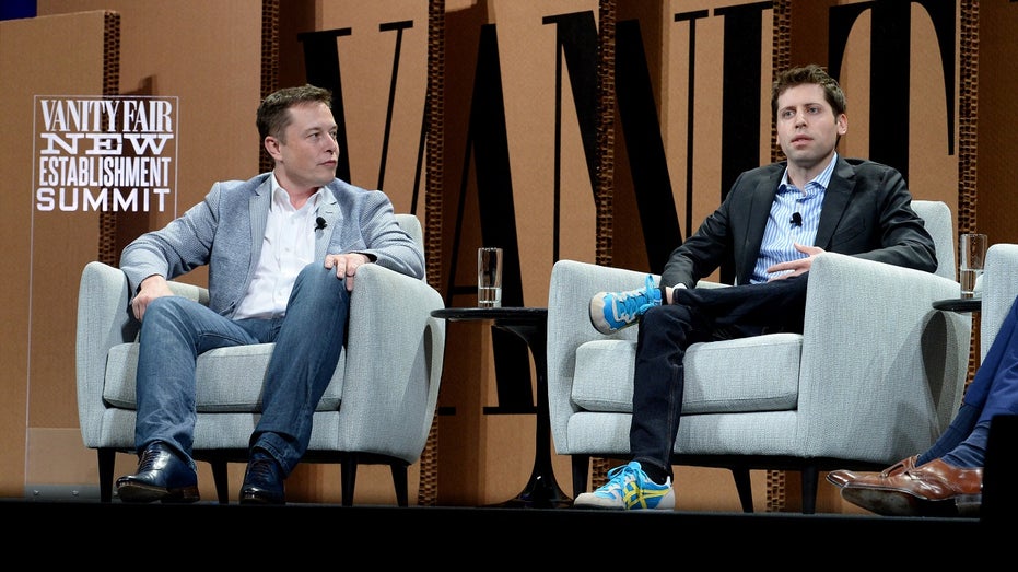 Elon Musk, Sam Altman on stage in 2015