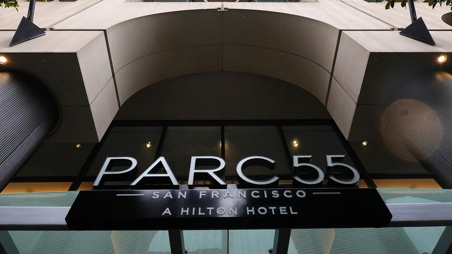 front of Parc 55 San Francisco building