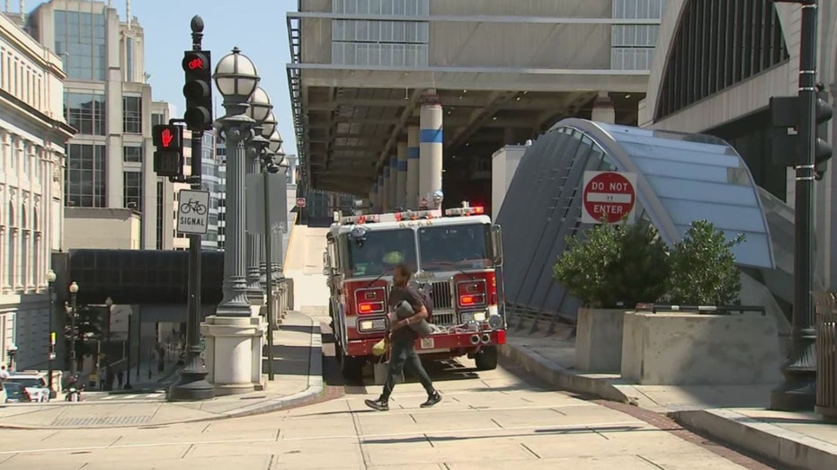 A Washington, D.C., fire truck outside Union Station