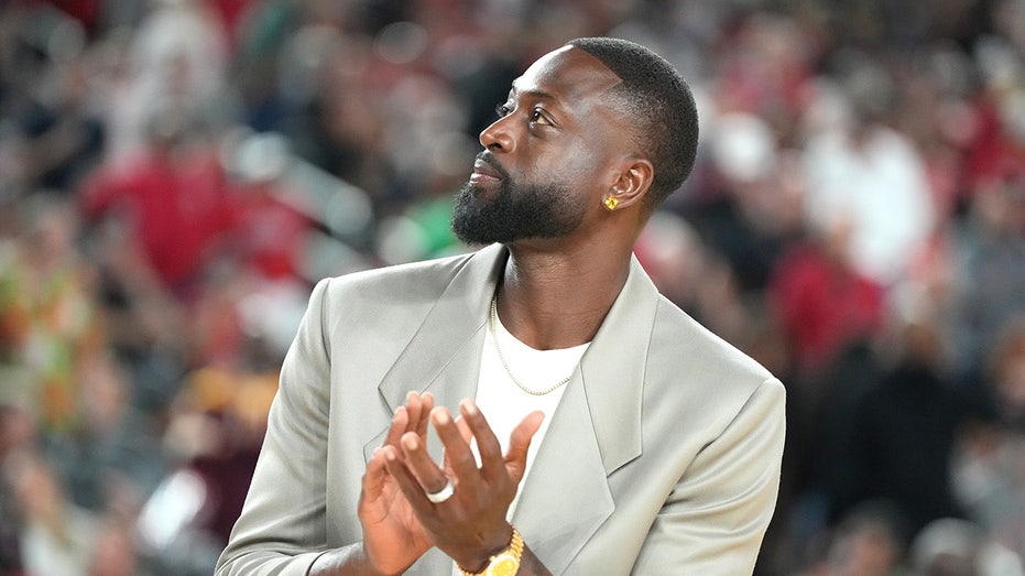 Dwyane Wade is recognized at half time