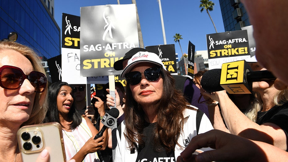 Fran Drescher in a crowd at the SAG-AFTRA strike