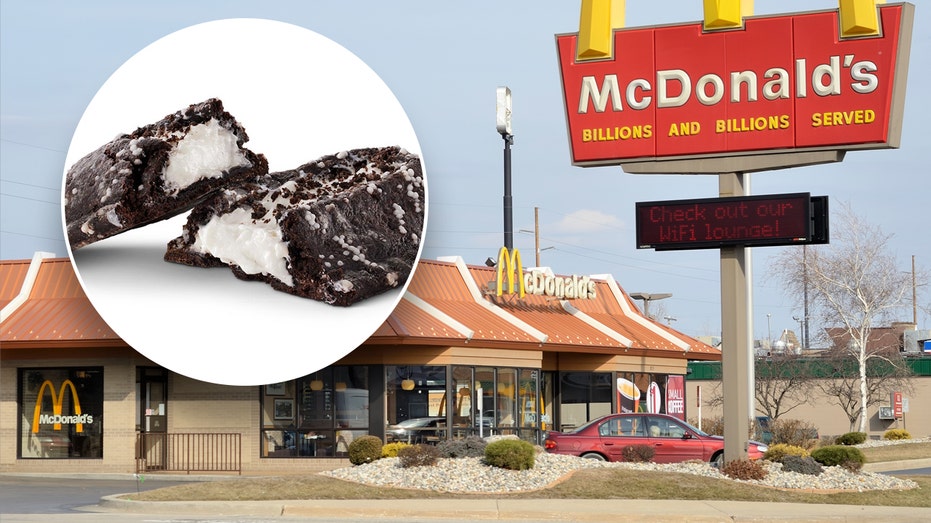 McDonalds Cookies and Creme Pie displayed next to McDonald's location.