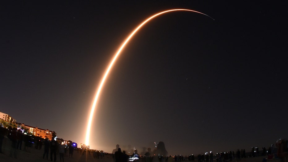 A SpaceX Falcon 9 rocket launches a Starlink satellite in Florida