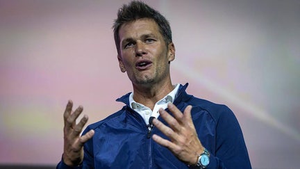 Tom Brady delivering keynote remarks at eMerge Americas 2023 in the Miami Beach Convention Center on April 20, 2023.