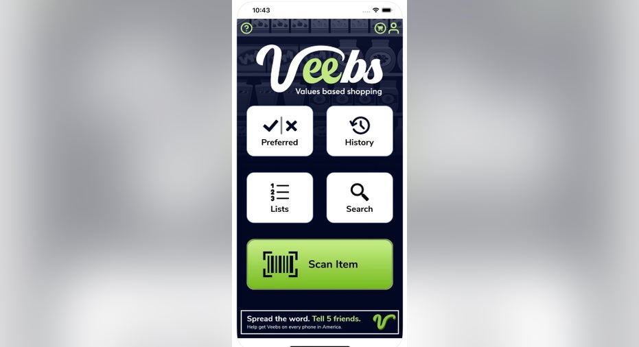 Veebs shopping app home page