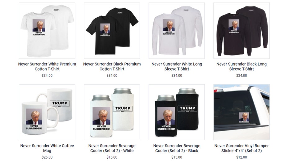 Trump Campaign Releases Never Surrender Merchandise With Former   Trump Never Surrender Merch Mugshot 