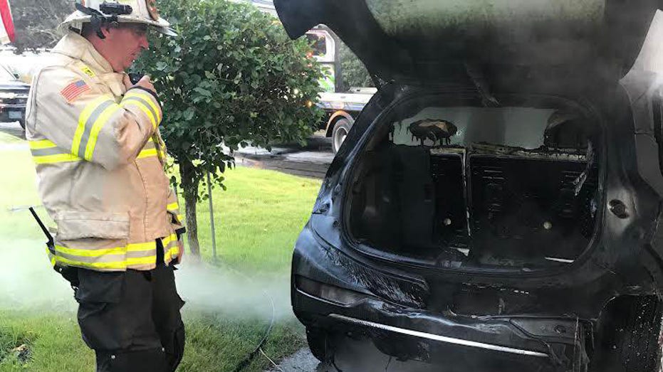 Aftermath of electric vehicle fire