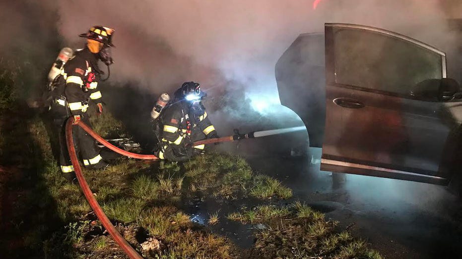 Electric vehicle catches fire in Massachusetts