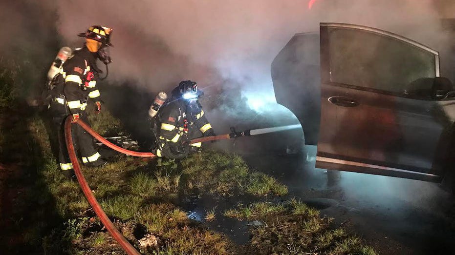 Electric vehicle catches fire in Massachusetts