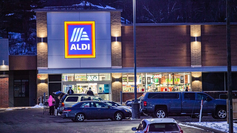 The exterior of an Aldi store