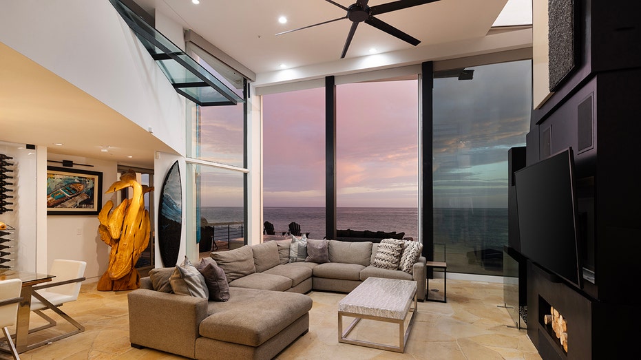 living room with ocean view