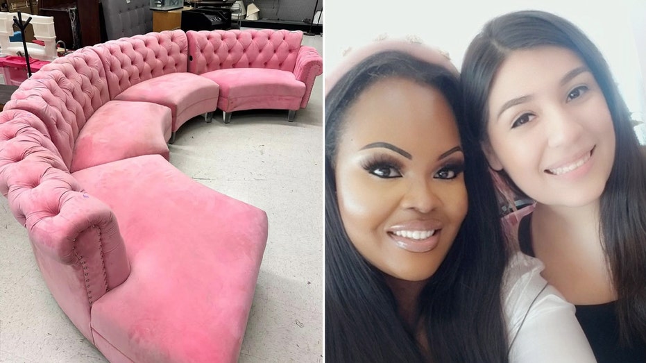 pink couch and owners split