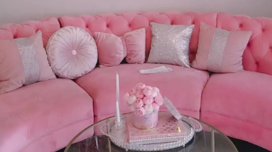 Hot pink clearance sectional sofa