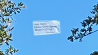 Banner plane with message for Apple flies around Apple Event in Cupertino