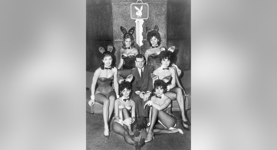Hugh Hefner with Playboy Club hostesses.