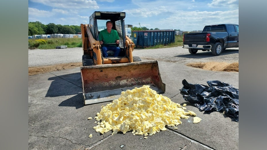 Butter sculpture in parking lot