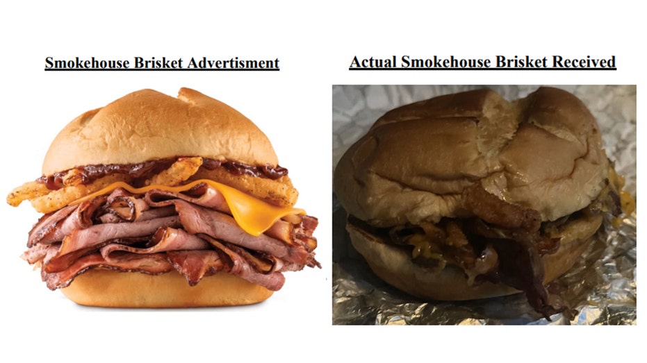 Arby's Smokehouse Brisket Sandwhich advertisement vs Actual Smokehouse Brisket