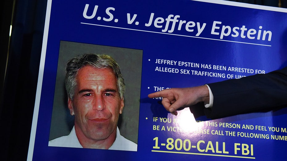 Epstein picture on DOJ poster