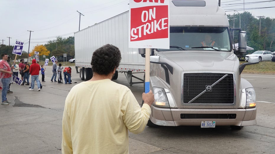 Truck at UAW strike