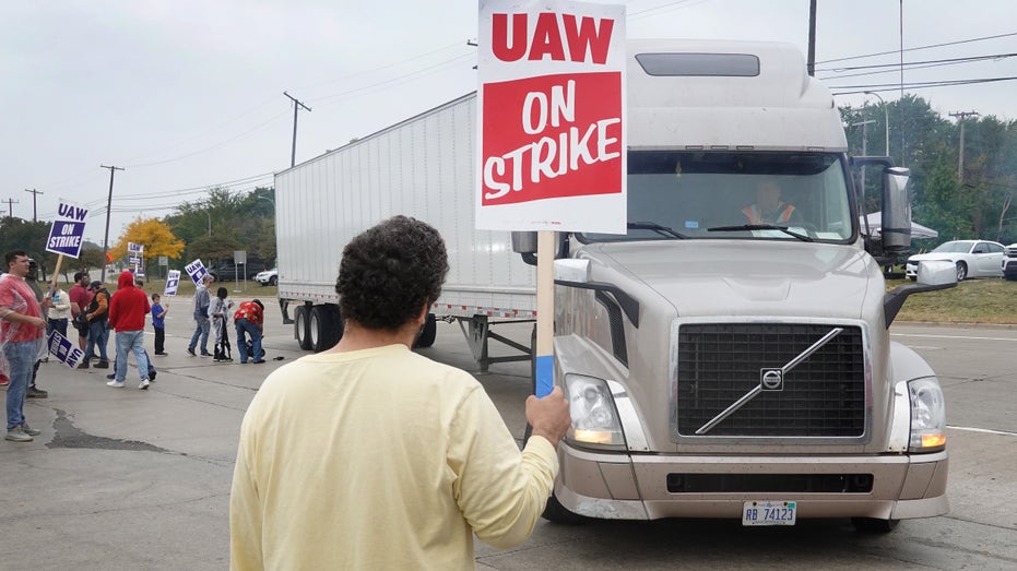 Truck at UAW strike