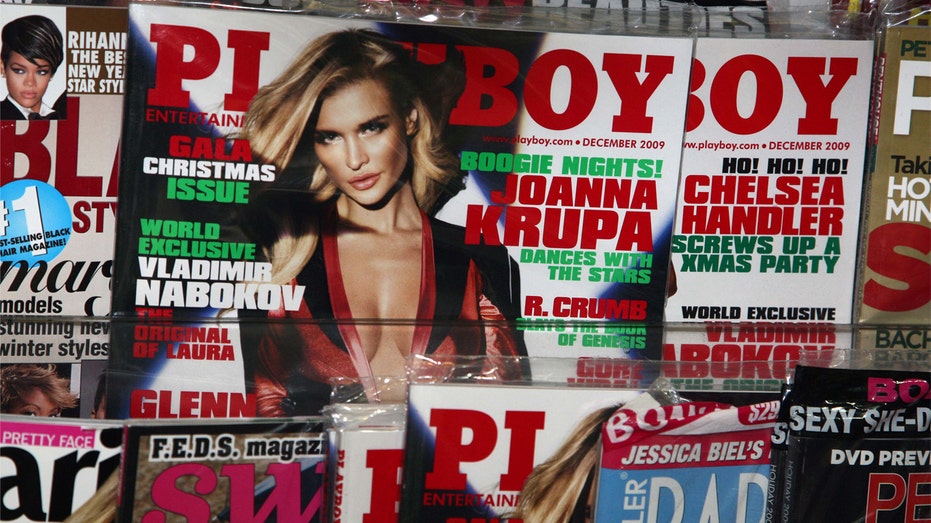 A 2009 Playboy magazine cover in a NYC newstand.