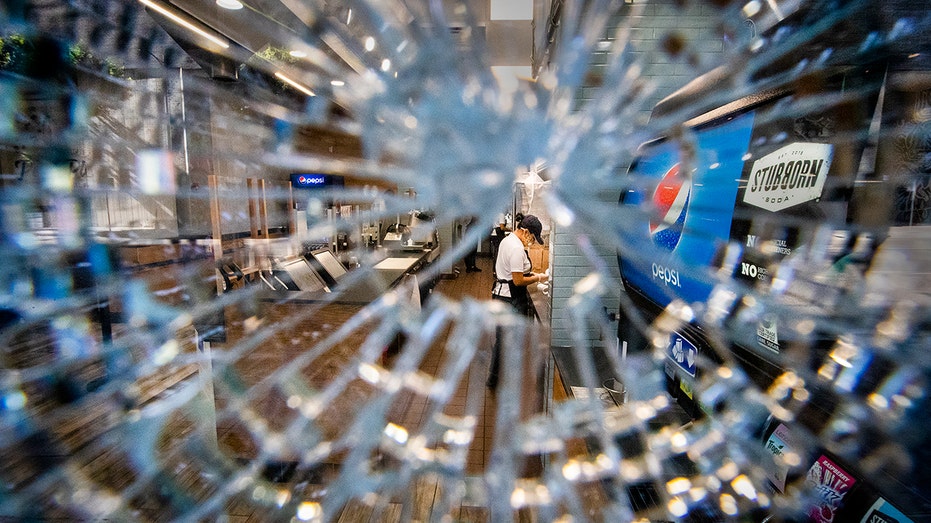 California business has smashed window