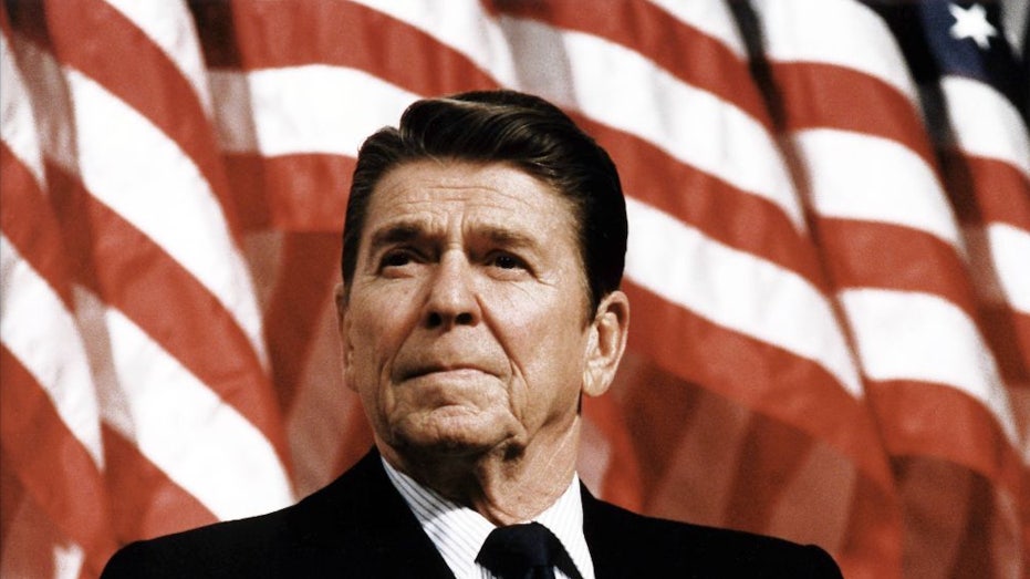 Reagan with flag