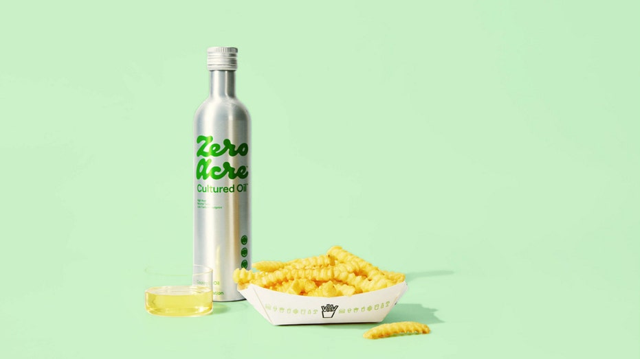 Zero Acre Farms Cultured Oil next to Shake Shack Crinkle Cut Fries