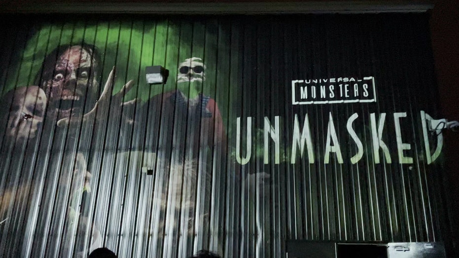 Outside of the 'Universal Monsters: Unmasked' haunted house at Universal Orlando Resort.