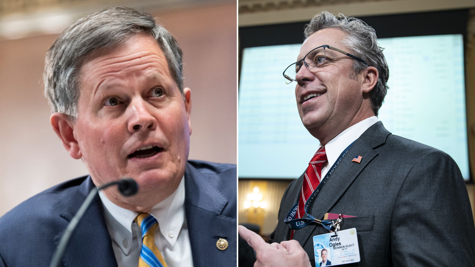 Sens. Steve Daines (L) and Andy Ogles (R) are seen in the U.S. Capitol building