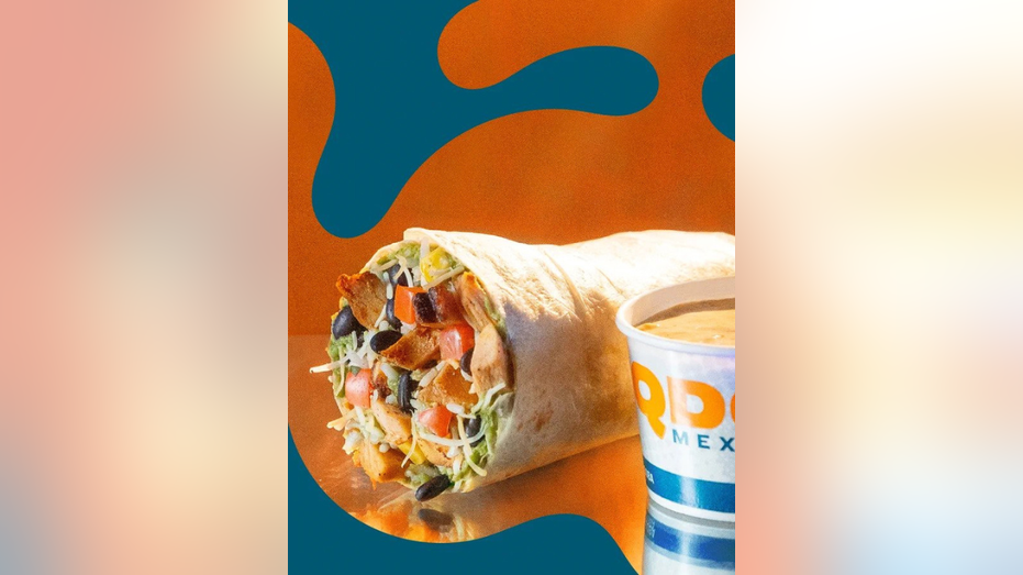 Qdoba burrito and queso cup