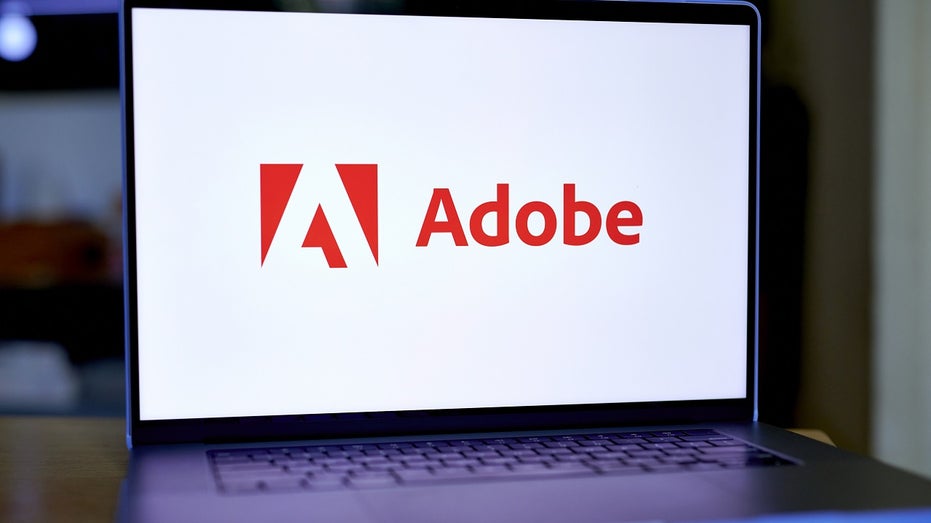 adobe logo on laptop screen