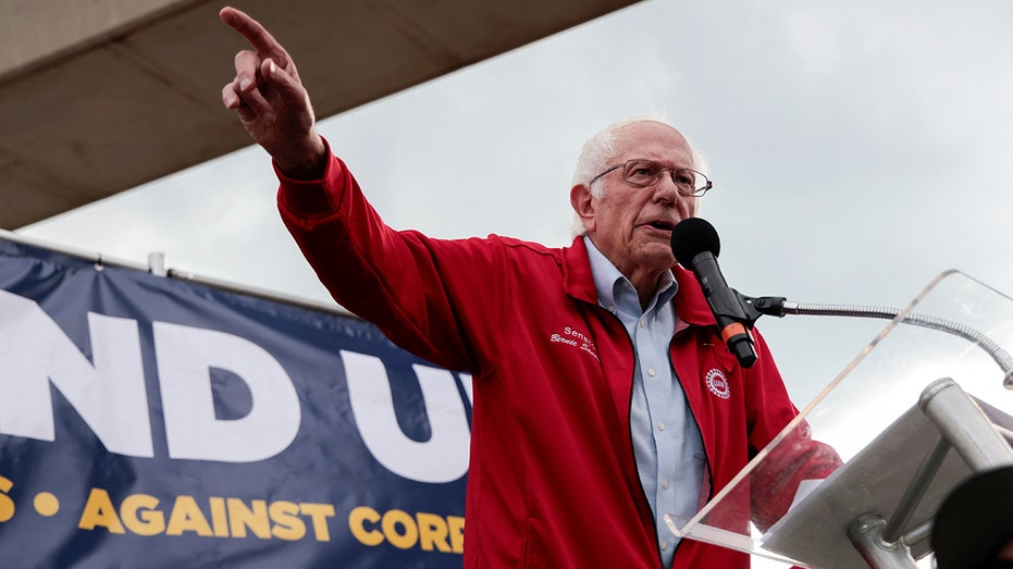 Il senatore Bernie Sanders partecipa a una manifestazione della UAW