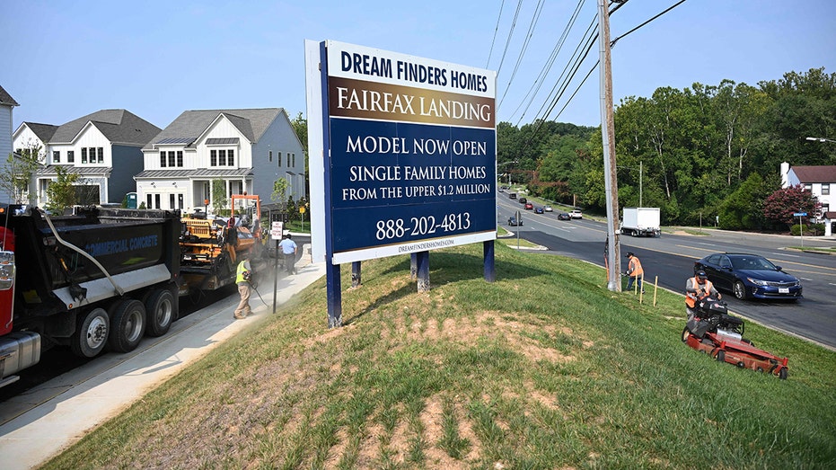 A housing development sign near new homes in Virginia