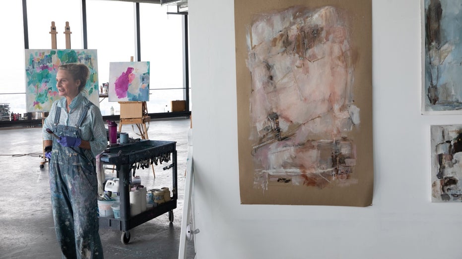 Kerry Irvine working in her studio