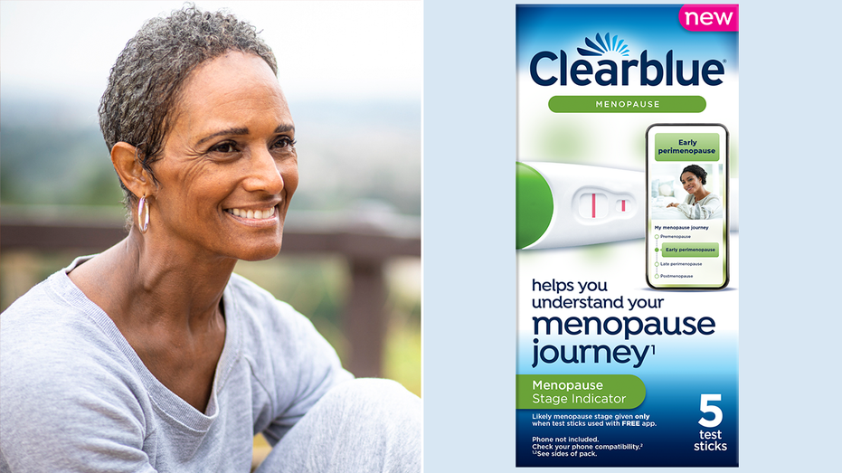 woman and clearablue menopause test