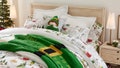 Customers can shop the collection which includes an elf-themed bed spread and stuffed elf. 