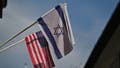 Israeli and U.S. flags seen in Krakow. On Sunday, August 28, 2022, in Krakow, Lesser Poland Voivodeship, Poland.
