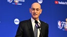 NBA Commissioner Adam Silver addresses the media prior to Game One of the 2023 NBA Finals on June 1, 2023 at the Ball Arena in Denver, Colorado. 