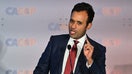 Entrepreneur and 2024 presidential hopeful Vivek Ramaswamy speaks during the California Republican Party (CAGOP) Fall 2023 Convention in Anaheim, California, on September 30, 2023. 