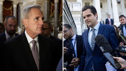 A split of Rep. Kevin McCarthy, R-Calif., and Rep. Matt Gaetz, R-Fla. Gaetz led 8 Republicans in joining with Democrats to oust McCarthy as speaker of the House.