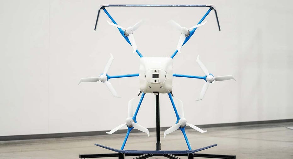 A delivery drone standing