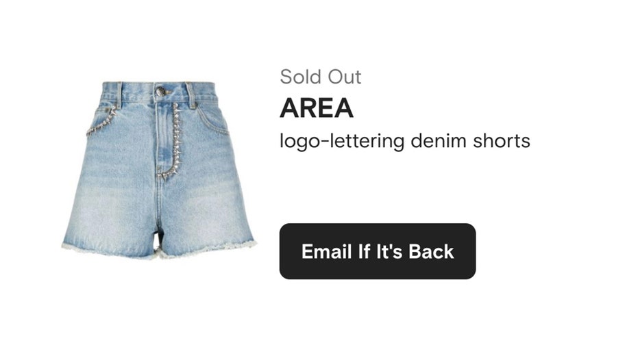 AREA shorts sold out on farfetch