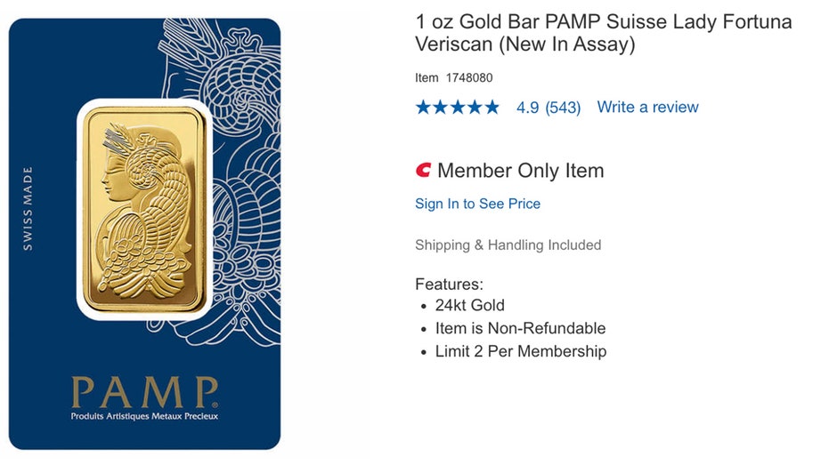 one oz gold bar from costco