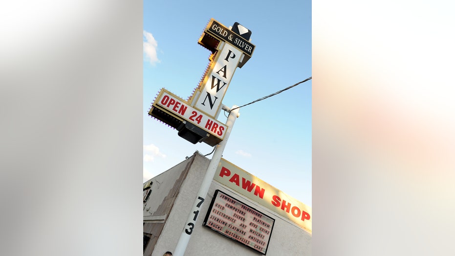 A close-up sign of the Pawn Stars shop in Las Vegas