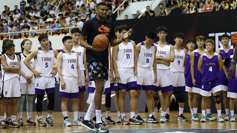 NBA's Giannis Antetokounmpo at basketball camp in Beijing